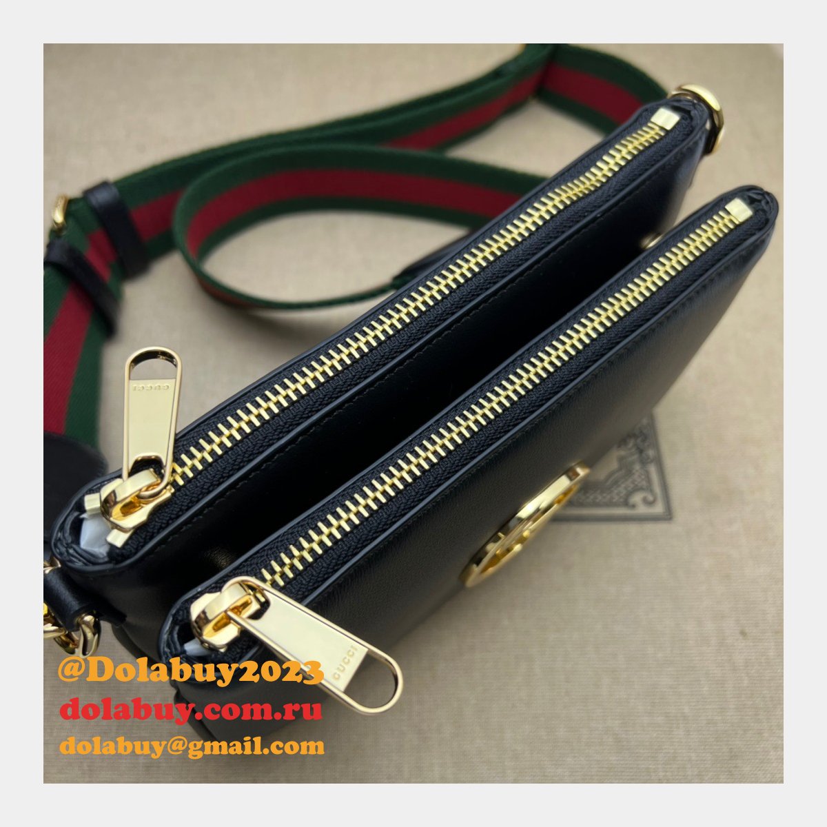 G*u*i 724599 blondie 1:1 mirror black 7 star bag