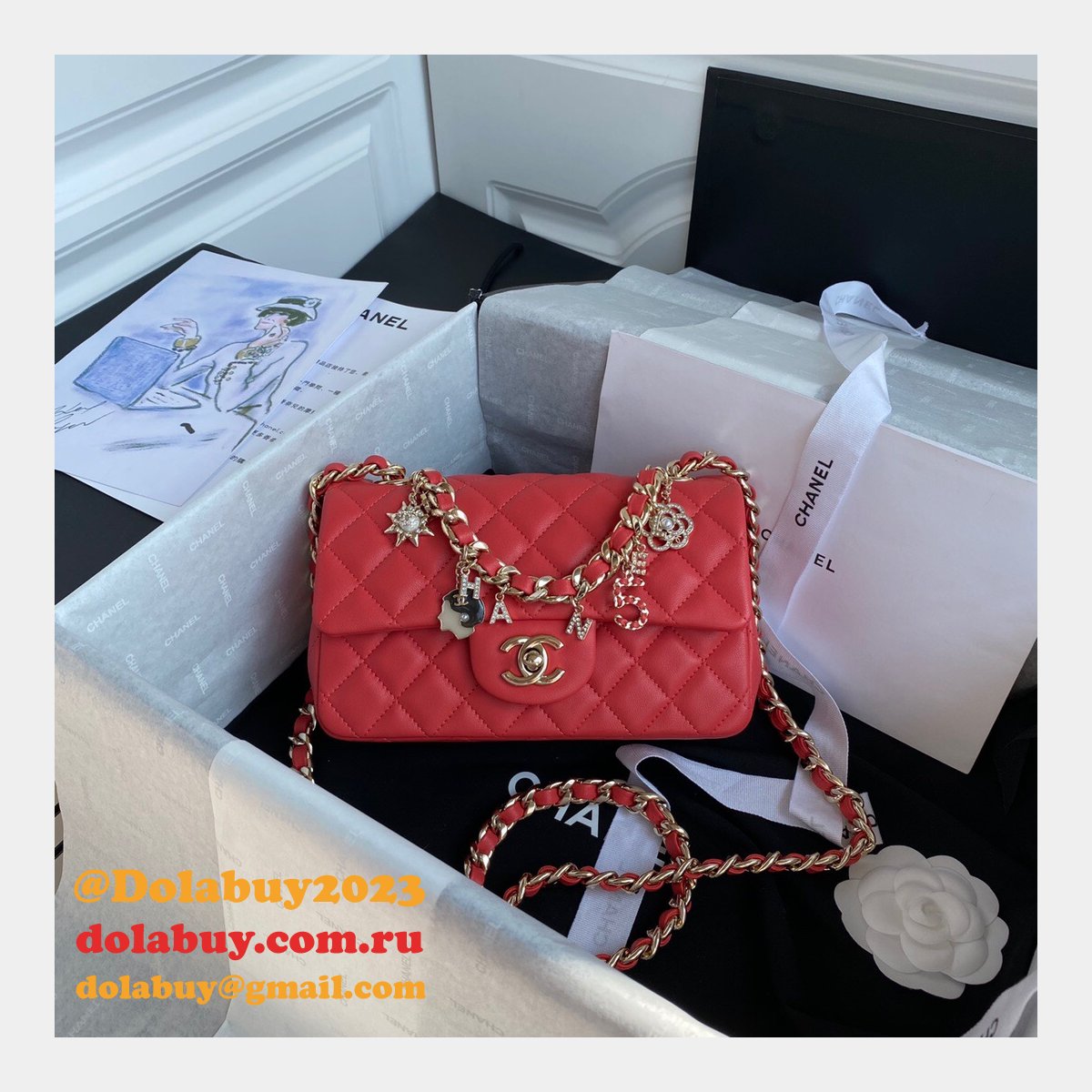 CC Replica Lambskin & Gold-Tone Metal AS2326 20cm Flap Bag