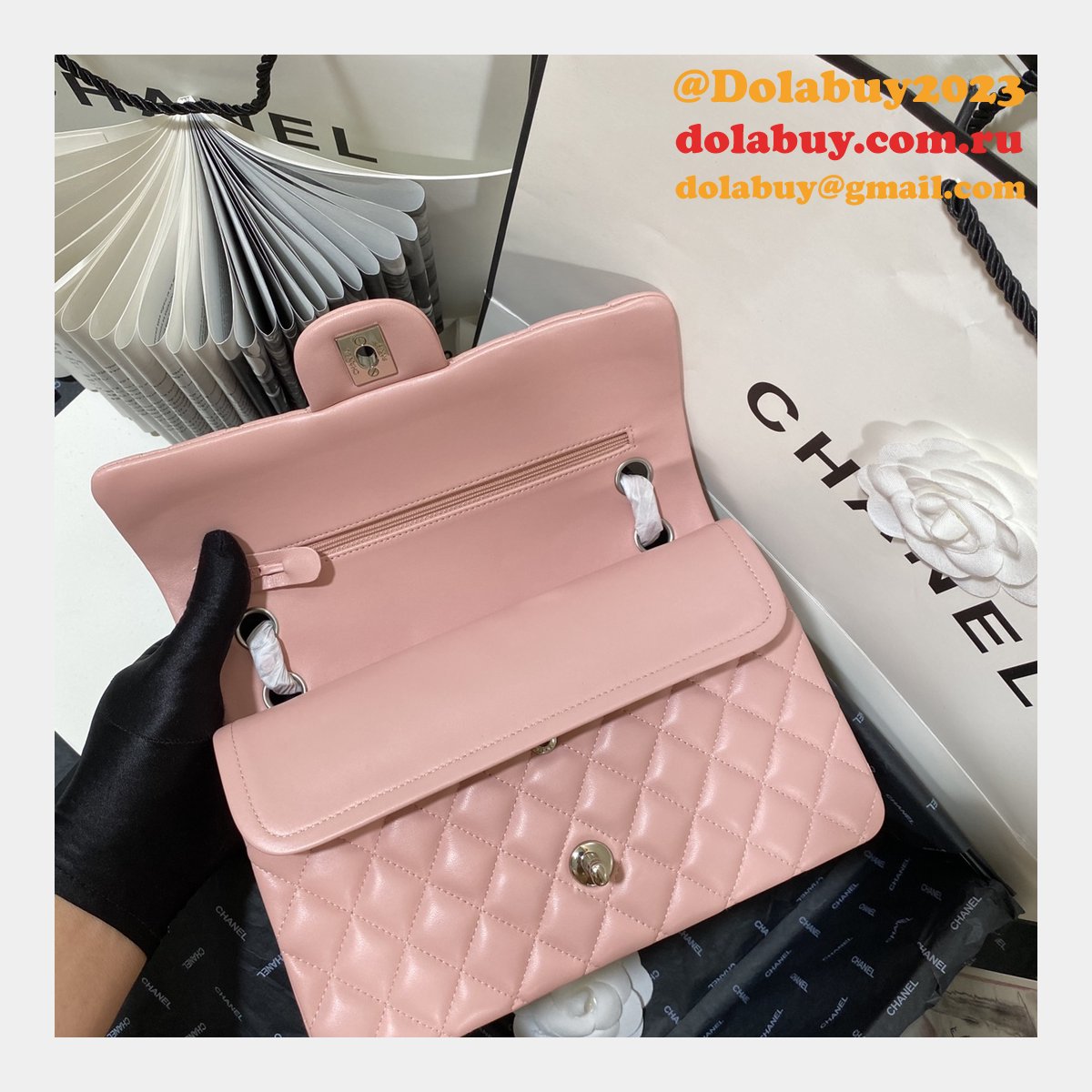 Top Quality Replica Lambskin CF1112 Bags 25CM PINK