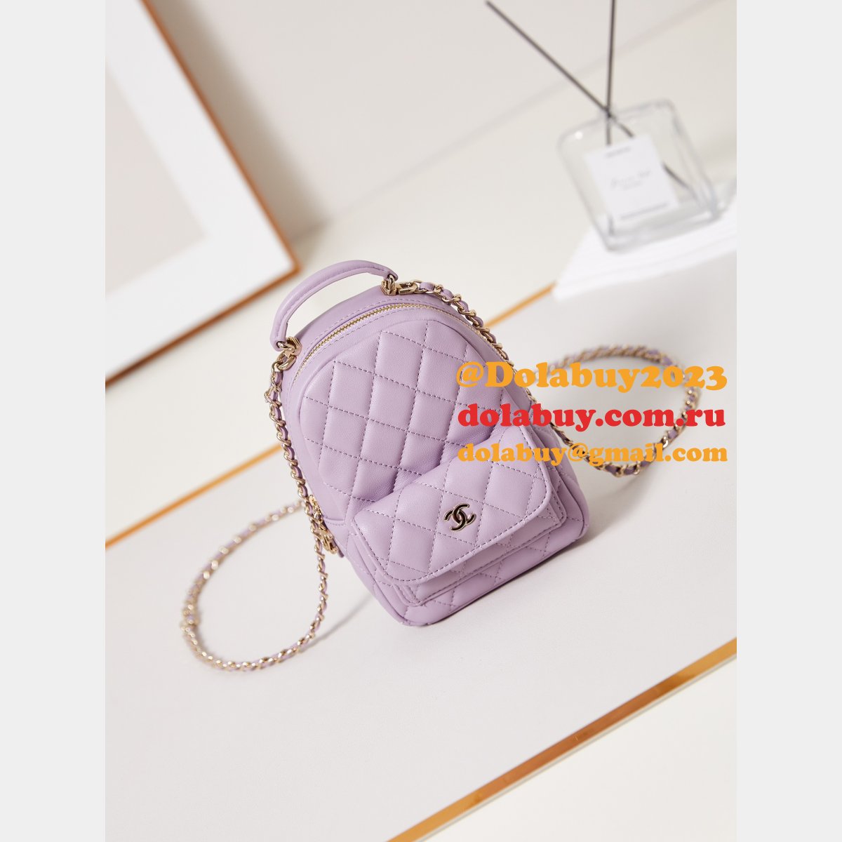 Luxury 24Cmini lambskin women backpack AP3753