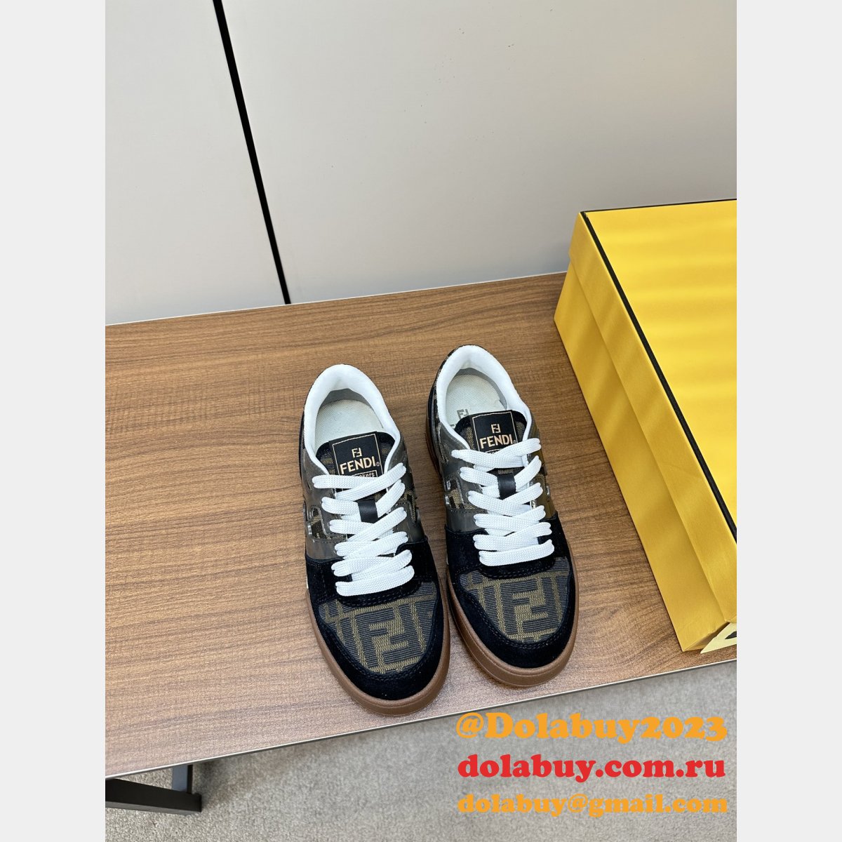 Fendi Match Leather Sneakers