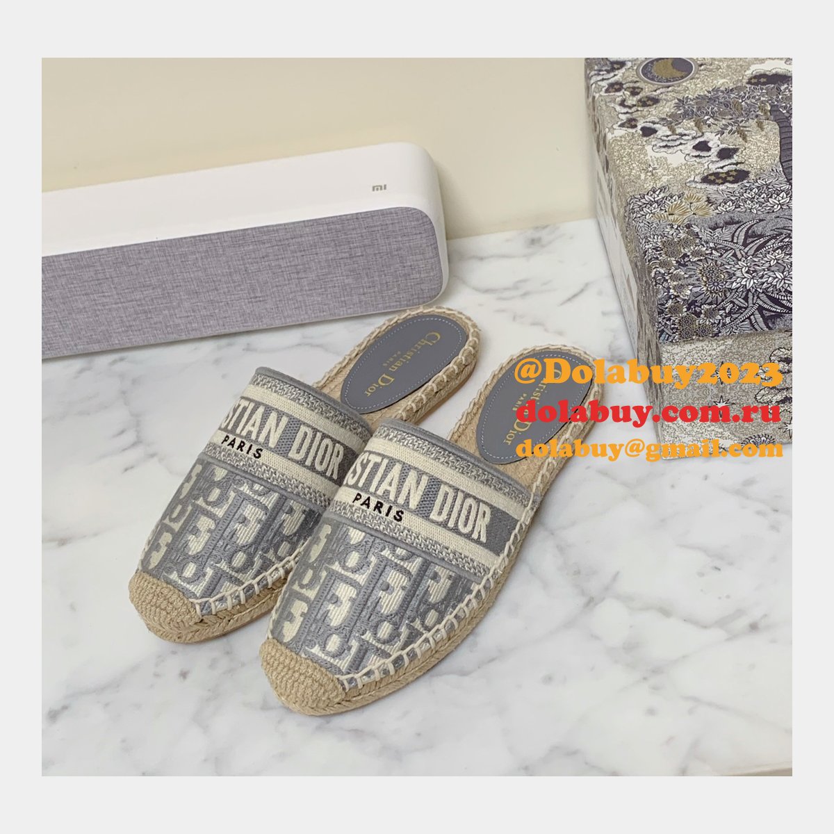 Best Quality 1:1 Mirror Dior Embroidered Fisherman Shoes