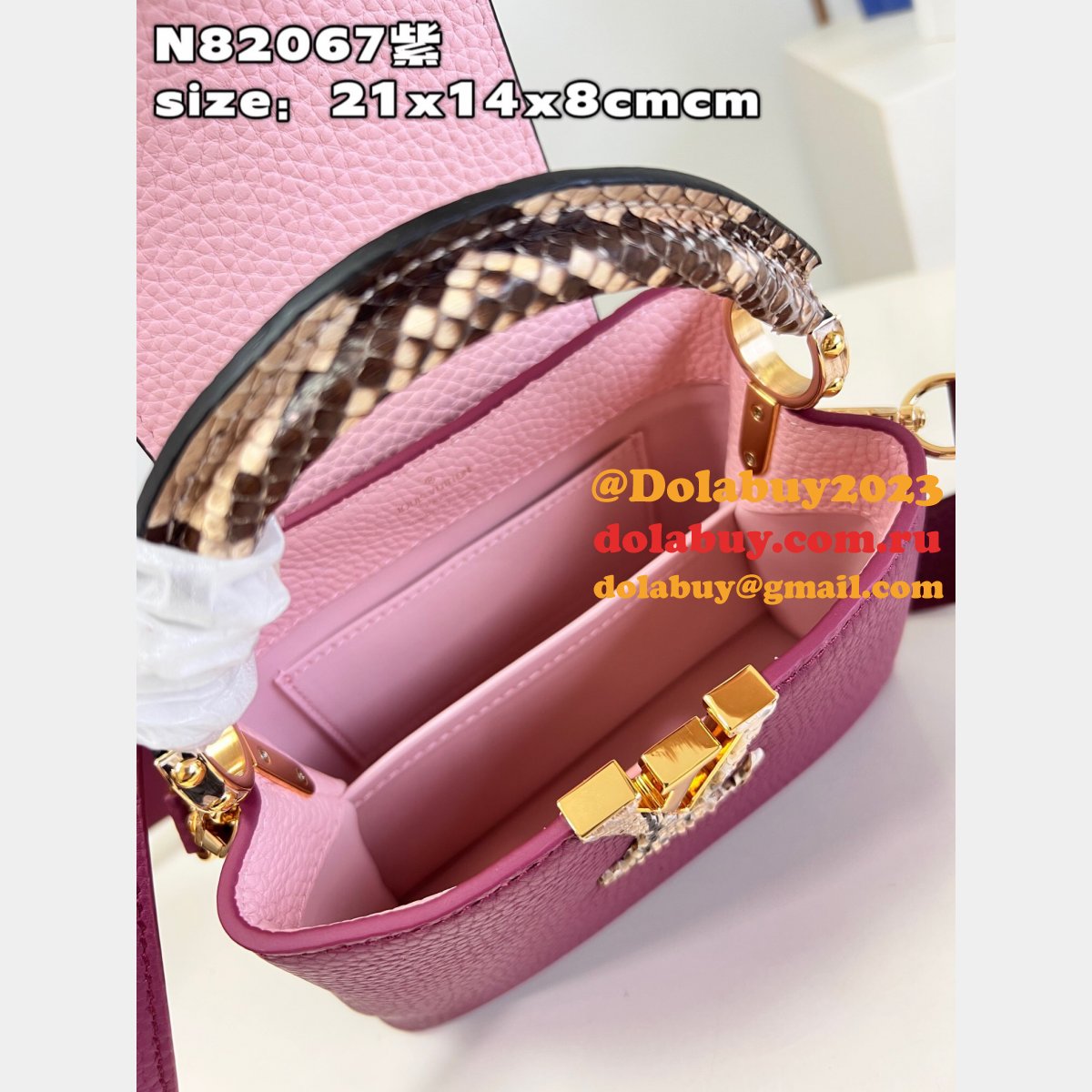 Wholesale Fake Louis Vuitton Capucines Deep Purple N82067 Bag