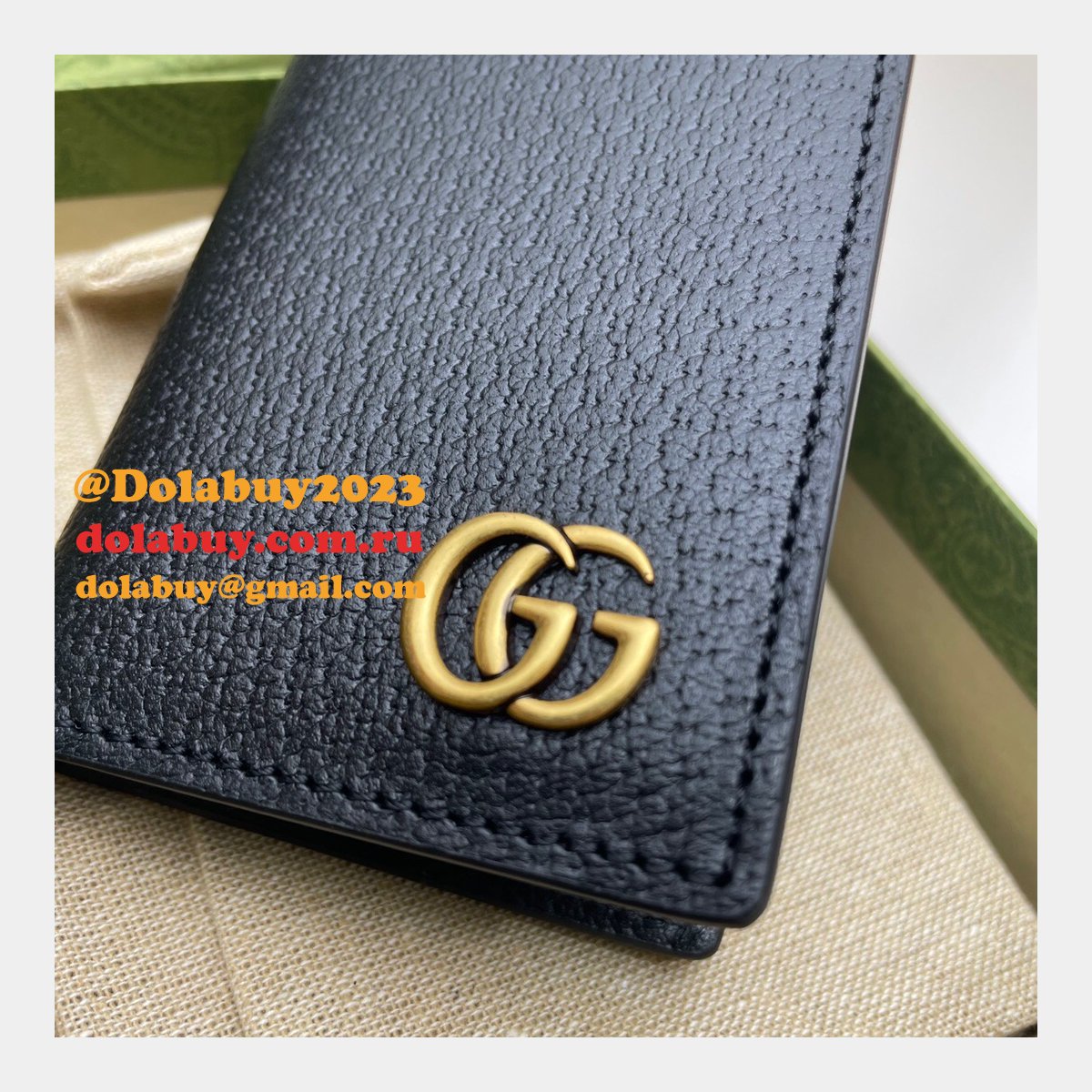 high quality G*u*i replica 547075 gg marmont card case in black leather
