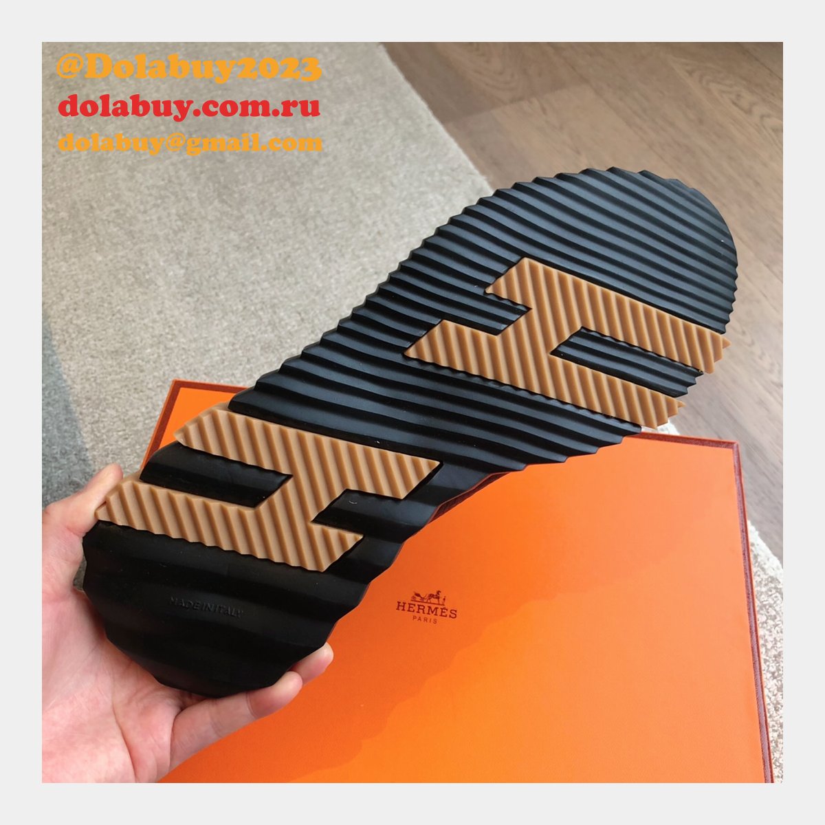 Top Quality hermes men Bouncing leather sneaker