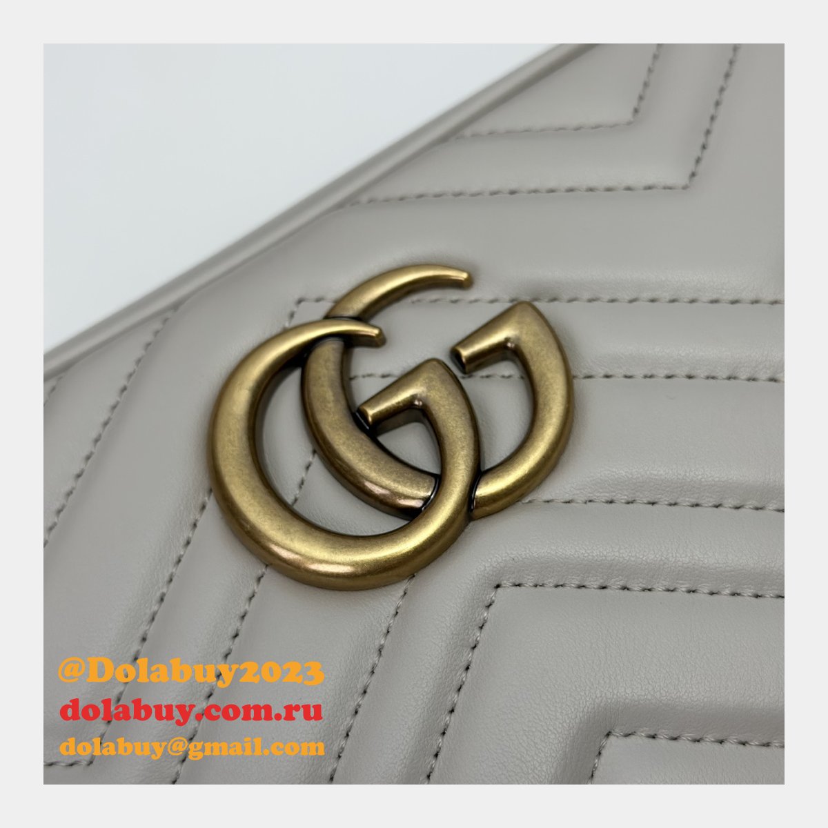 Light Grey Designer 447632 Copy GG Marmont Small Matelassé Shoulder Bag