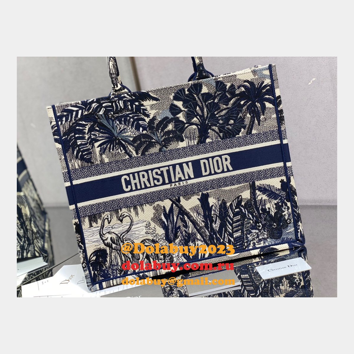 Dior CD Book Tote Top Quality Oblique Embroidery