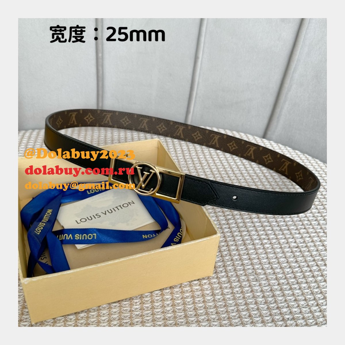 Designer Louis Vuitton Dauphine 25mm Reversible Belt
