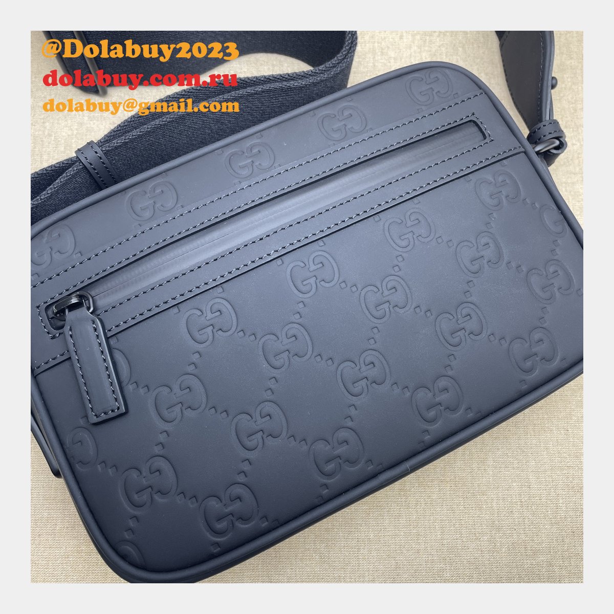 GG Crossbody Knockoff Gucci Rubber-effect 771293 Black Bag