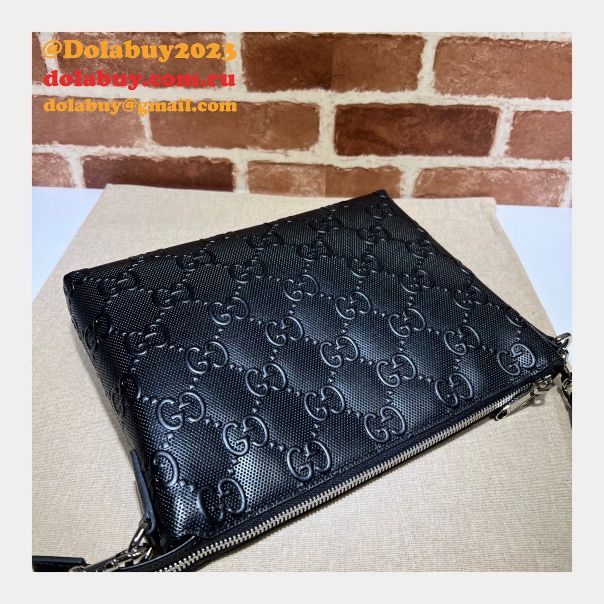 designer G*u*i cheap 696009 gg embossed black messenger bag