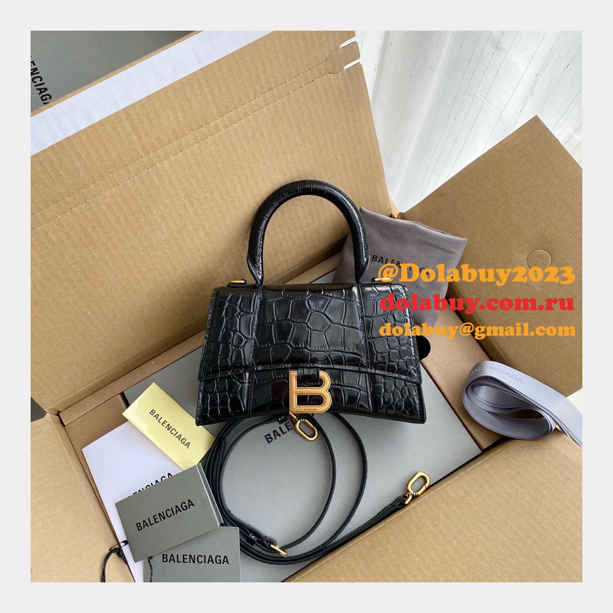 BEST BALENCIAGA KNOCK OFF CROCO HOURGLASS 19/23CM