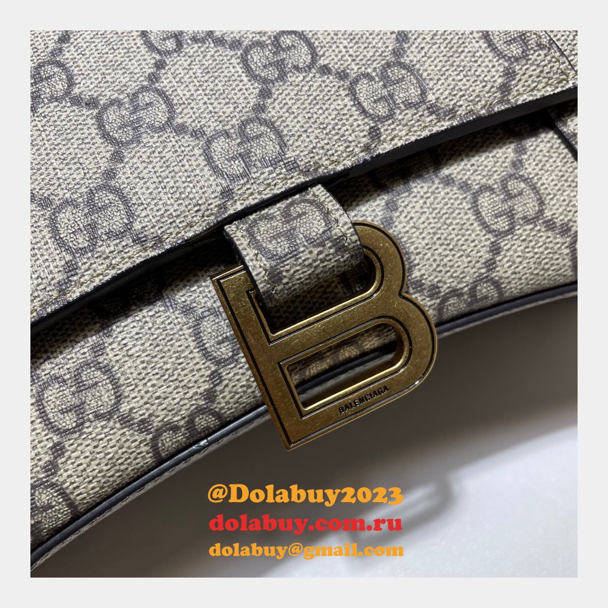 G*u*i x balenciaga top quality 658575 replica hourglass small top handle bag