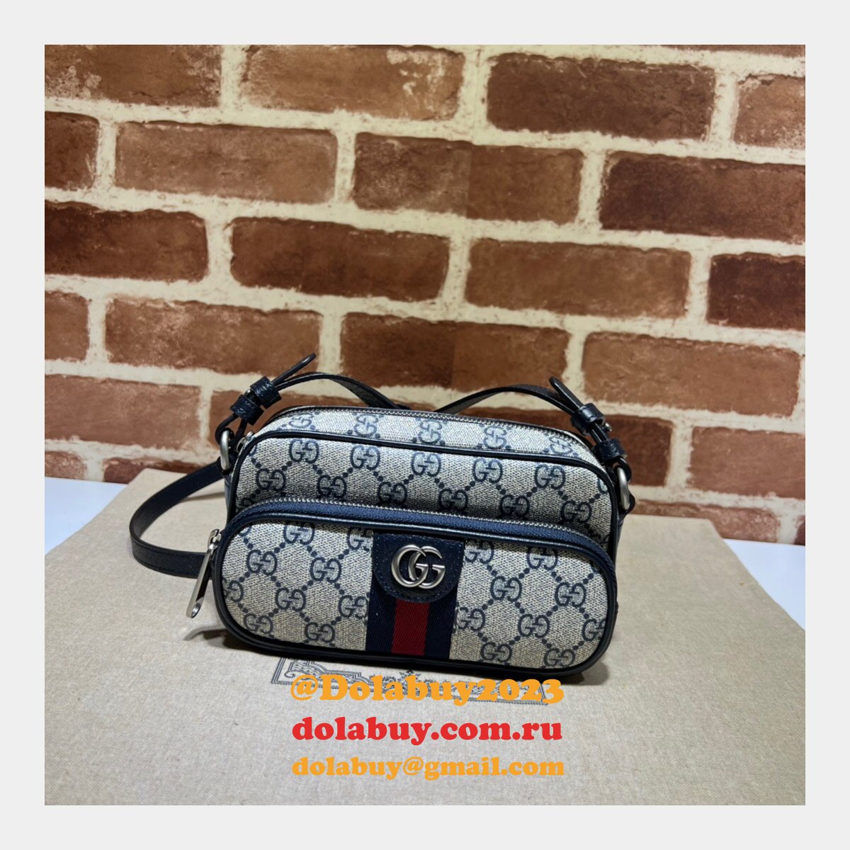 brown/blue G*u*i replica ophidia gg 722557 bag