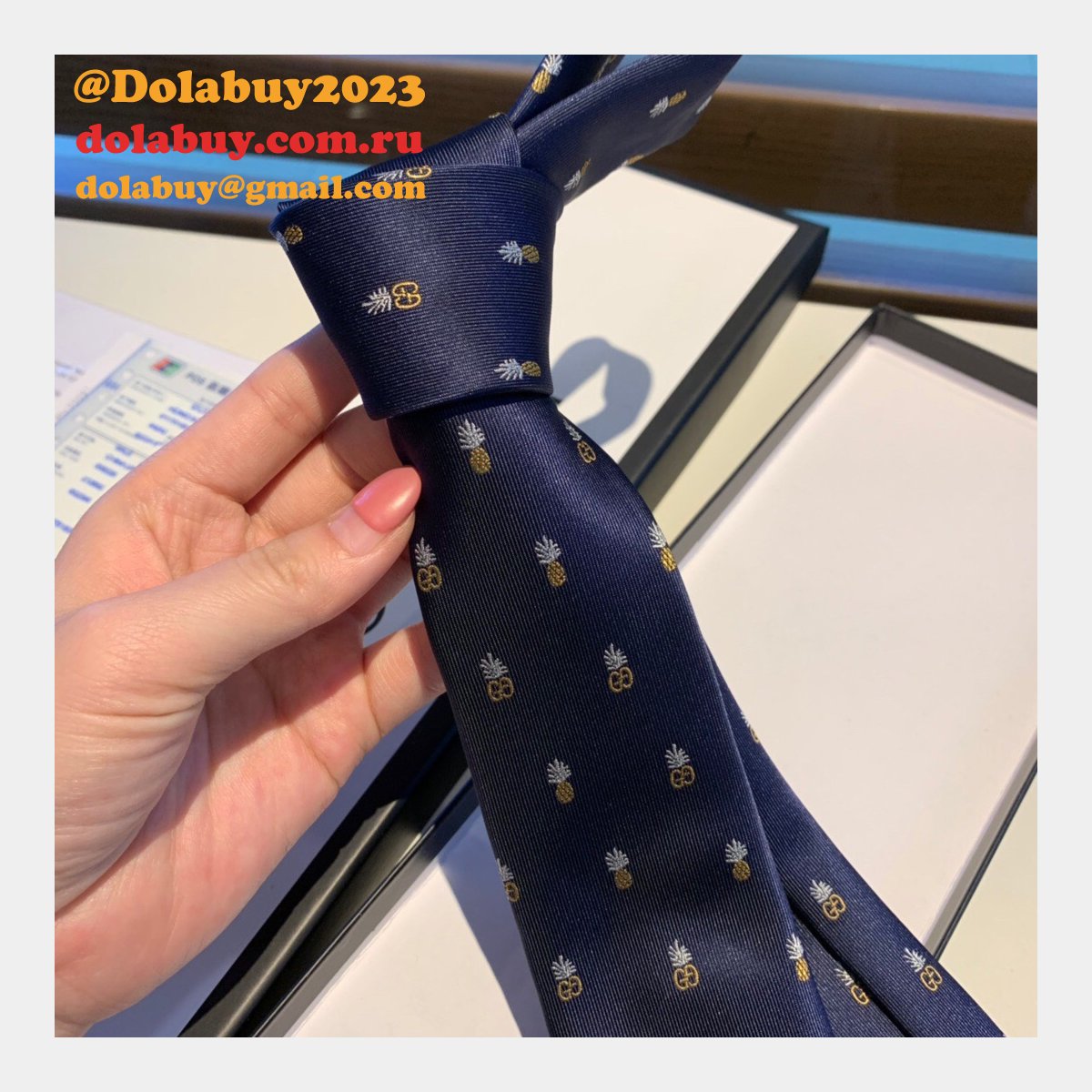 G*u*i pineapple and double gg pattern silk jacquard