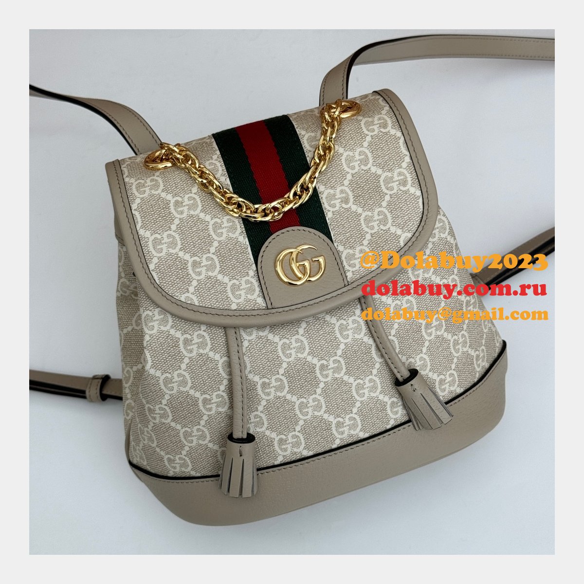 Ophidia Gucci Backpack Ebony Supreme #795221 Replica Handbag