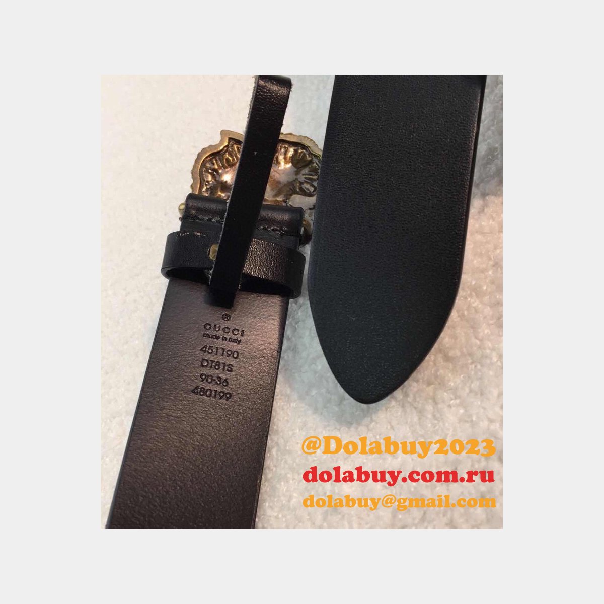 G*u*i replica leather belt with tiger buckle black