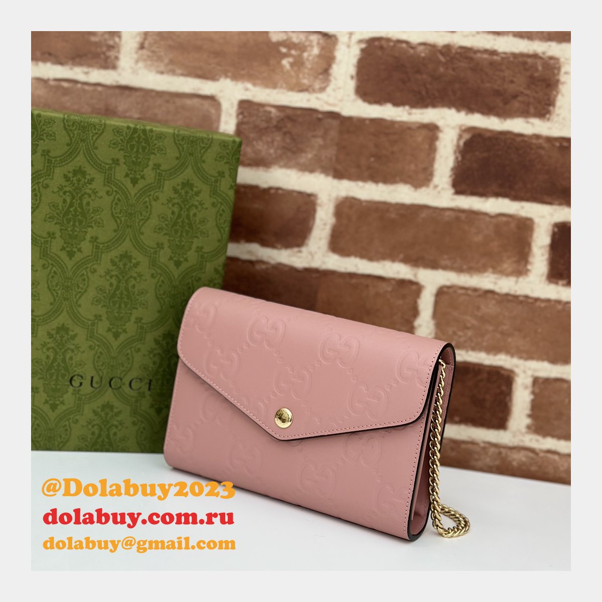 G*u*i copy gg leather chain wallet 1:1 mirror 781555 bag