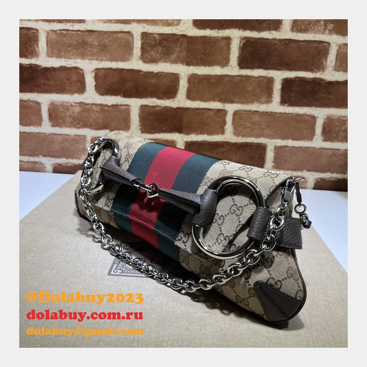 High Quality Gucci Horsebit Chain 764255 Shoulder Knockoff Bag Beige