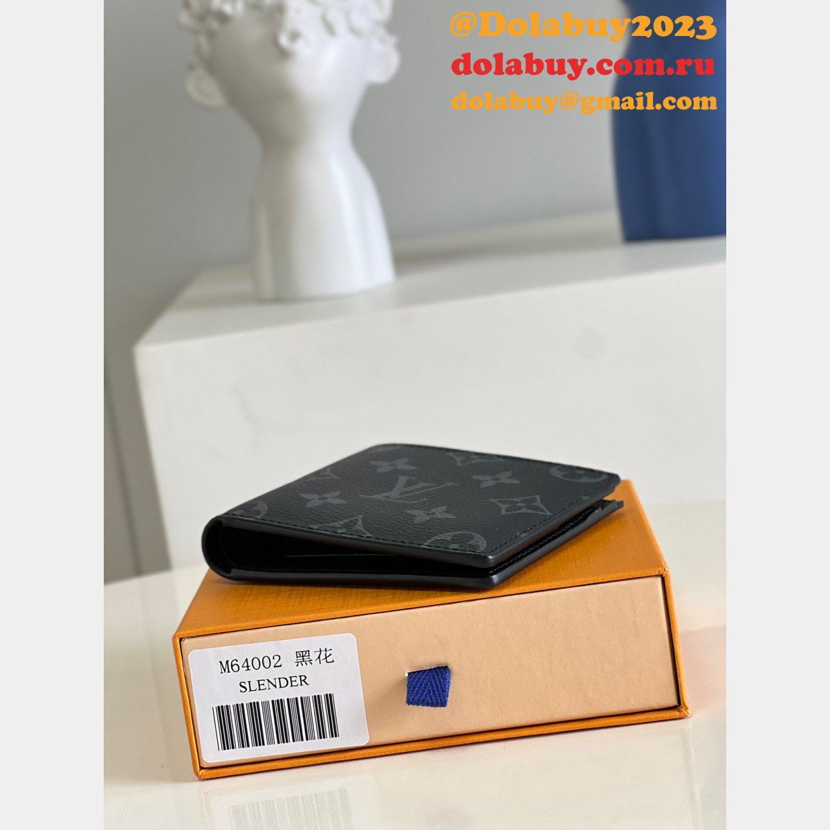 Louis Vuitton Men Replica M64002 Slender Wallet Monogram Eclipse Canvas