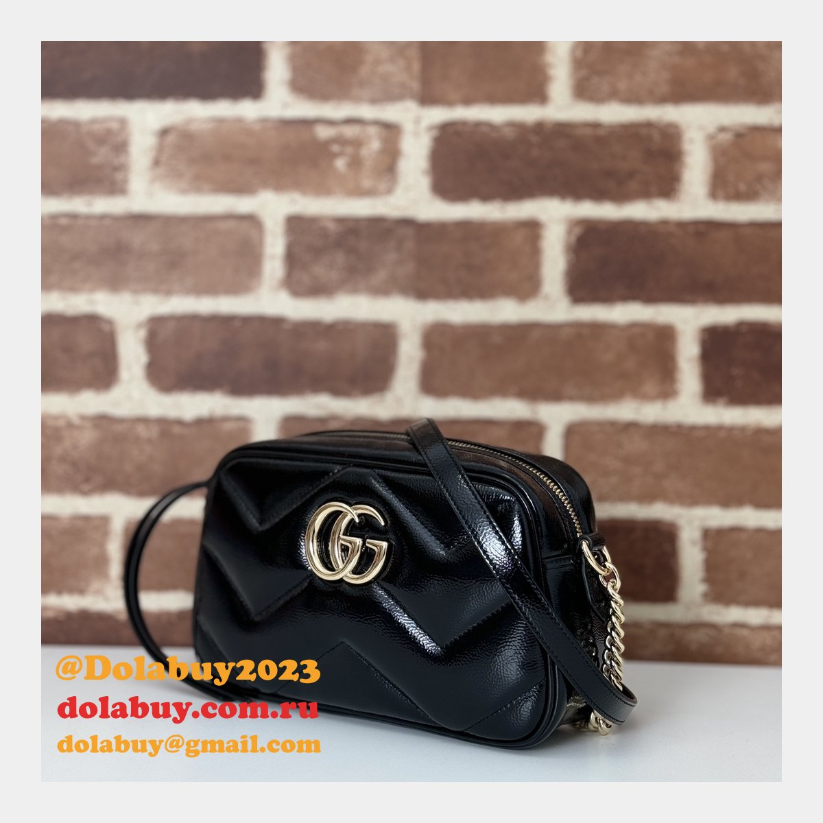 GG Marmont Gucci Duplicate Small Shoulder 802448 Black Bag