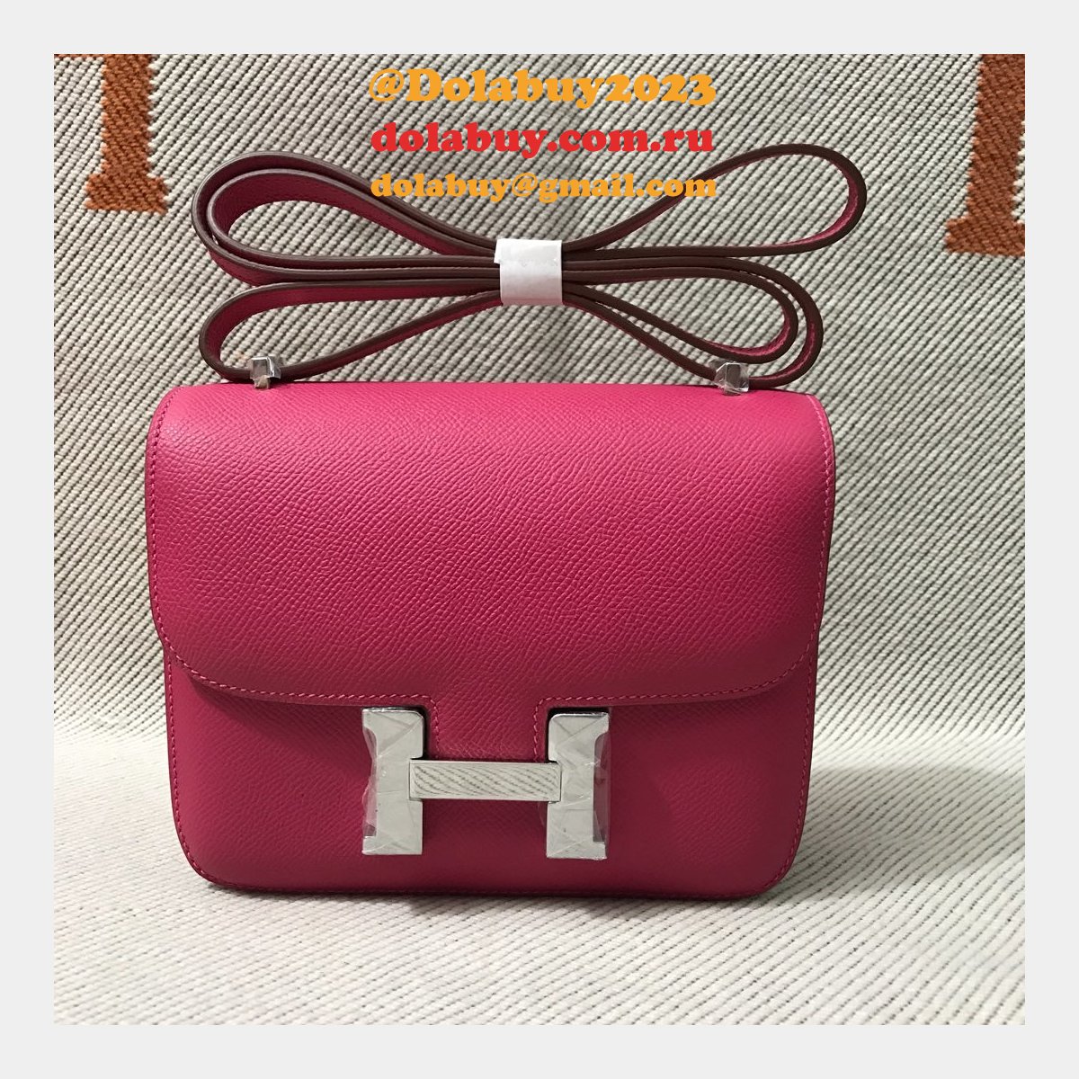 Hermes Constance Bag 18CM Epsom Leather Rose
