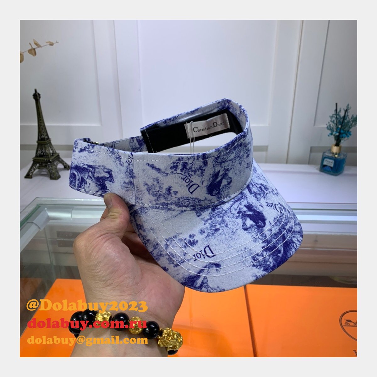 High Quality Christian Dior Blue and white porcelain hats