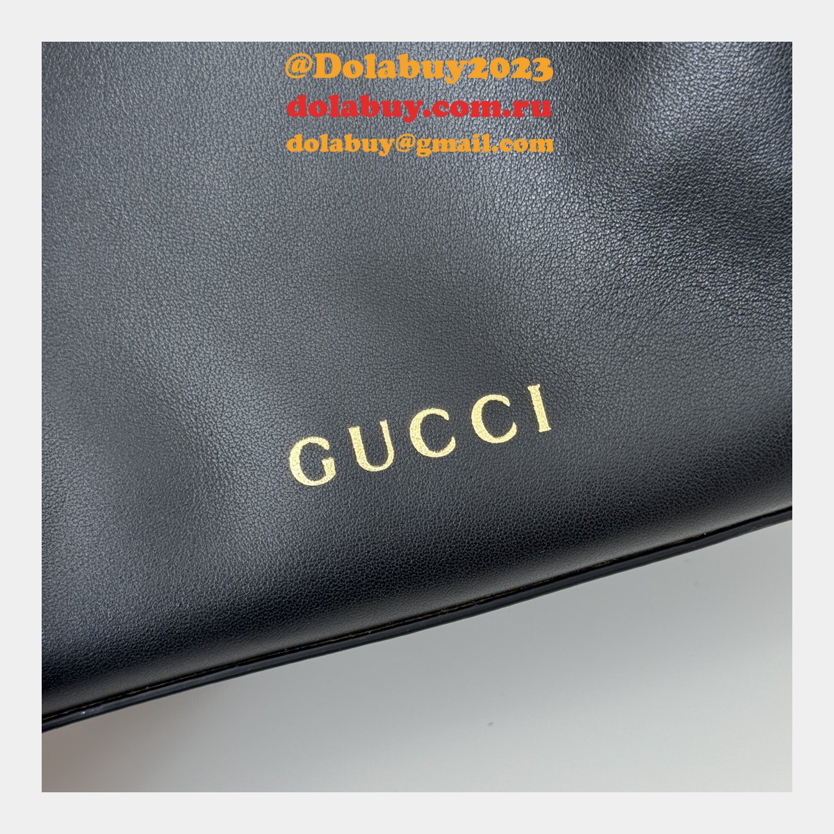 Designer 815118 Fake GG Emblem Gucci 1:1 Mirror Bucket Black Bag