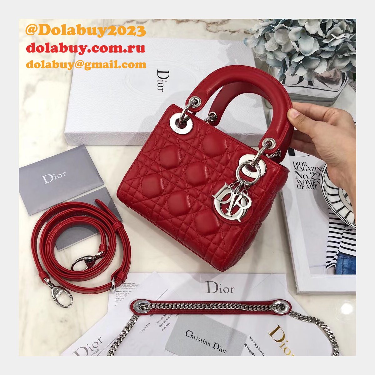 AAA+ Christian Lady Dior Handbags Online Purchase MINI 17CM