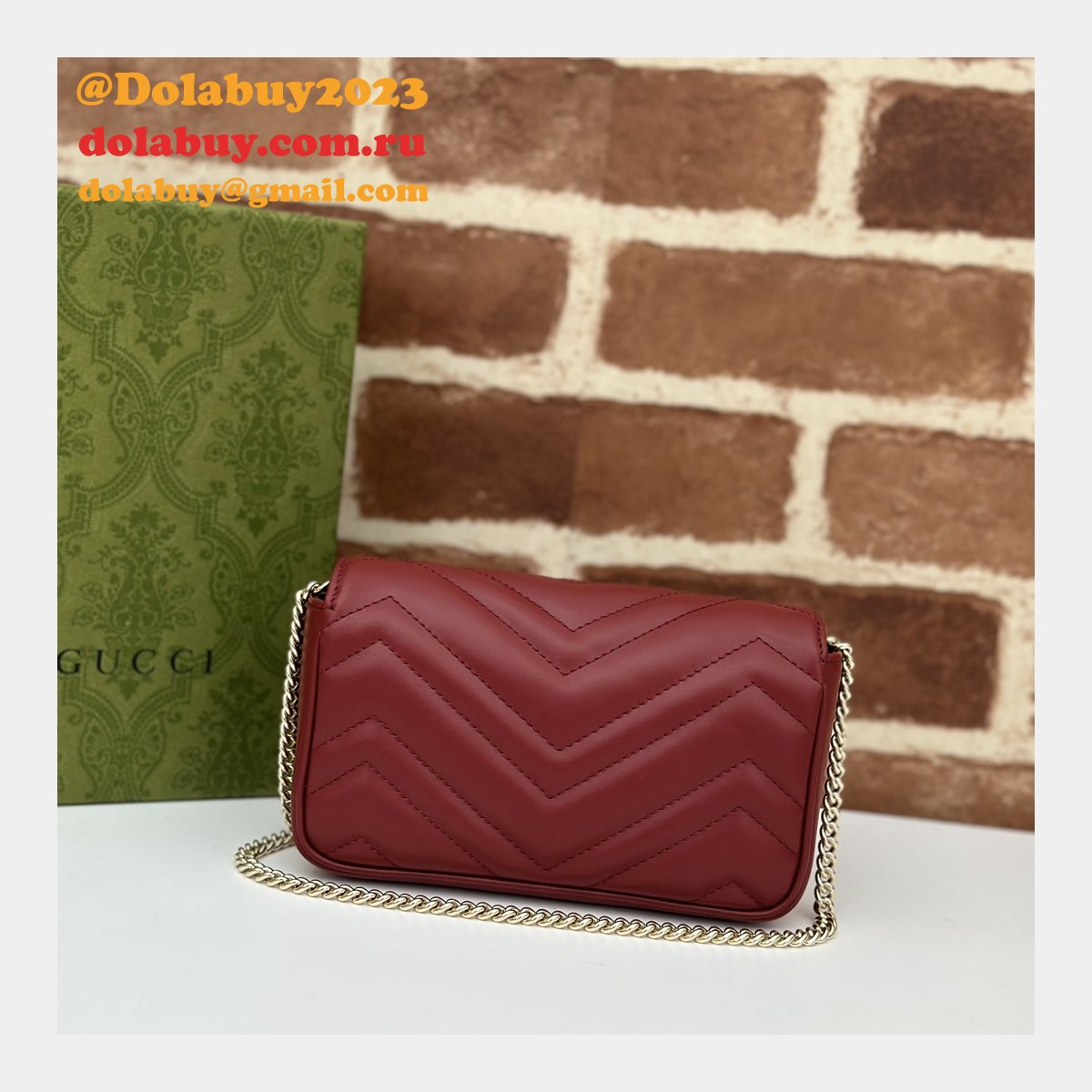 Gucci Replica Rosso Ancora GG Marmont Red Matelassé Chevron 476433/446744/443497 Bag
