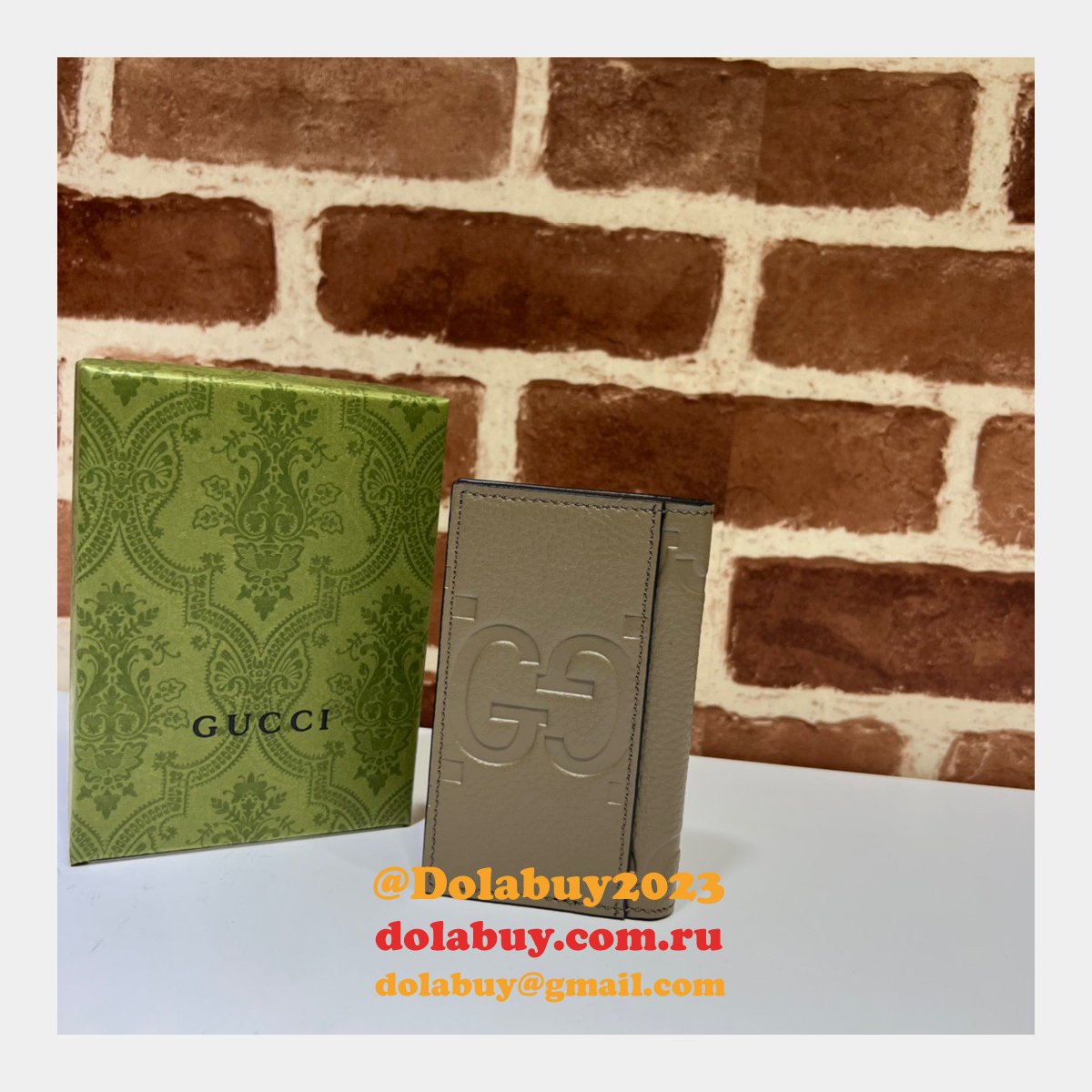 Best Gucci Luxury 739478 Jumbo GG Card Case Wallets