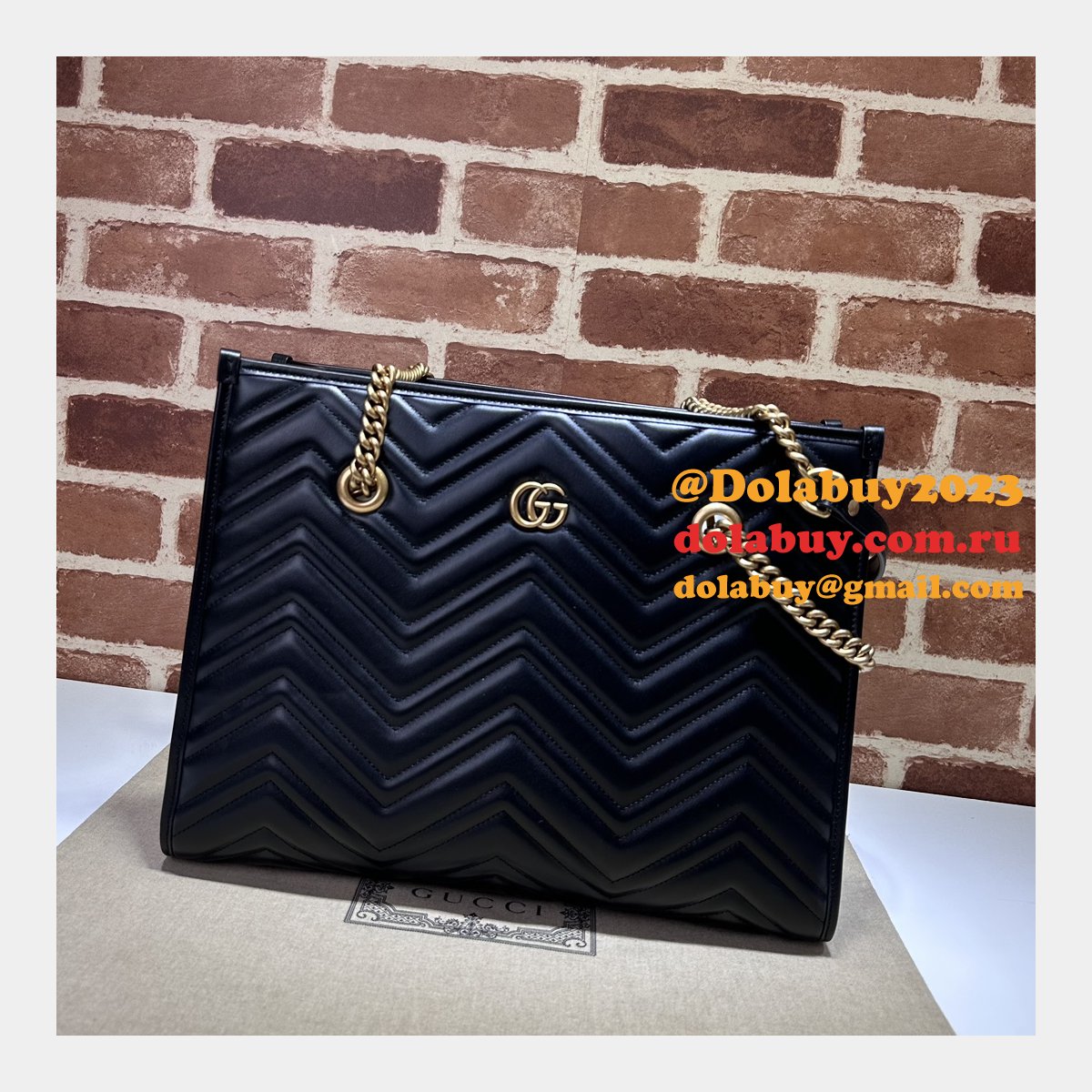Tote GG Marmont White/Black 779724 Gucci Replica Bag