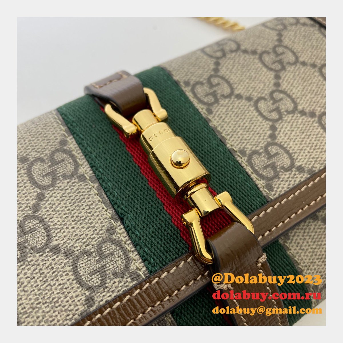 G*u*i replica brown jackie 1961 chain wallet 652681 bag