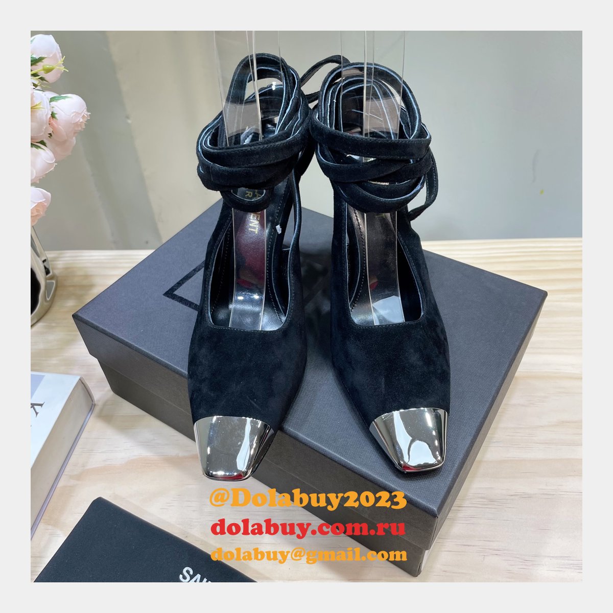 SAINT LAURENT HIGH HEEL 2023 BLACK/CAMEL