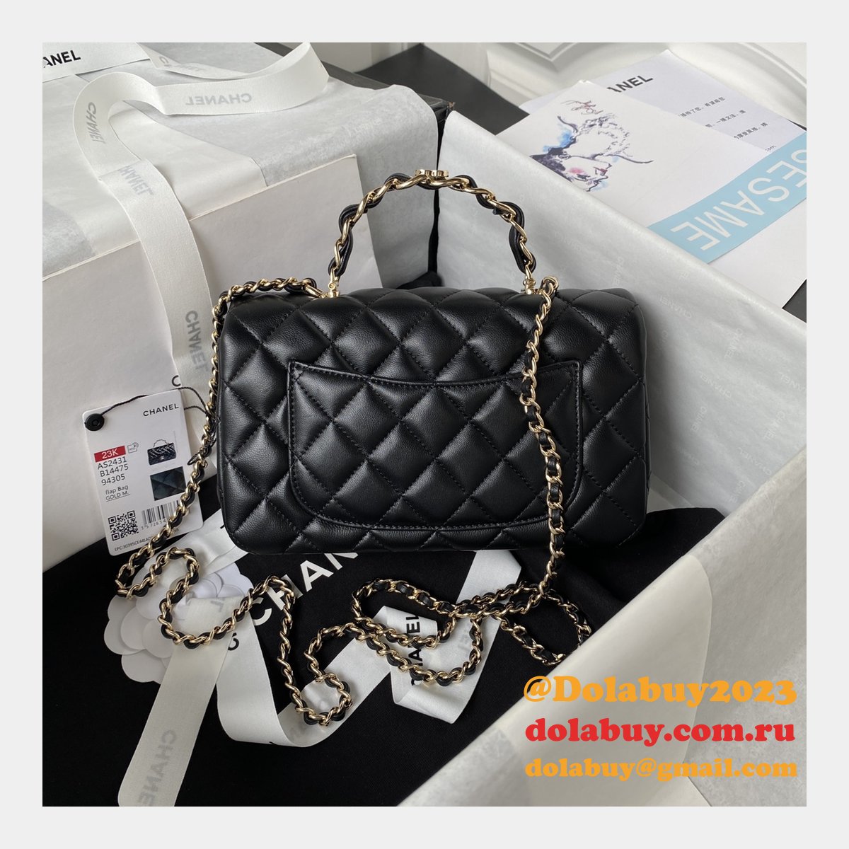 Duplicate AS2431 Flap Top Handle High Quality Replicas Bag