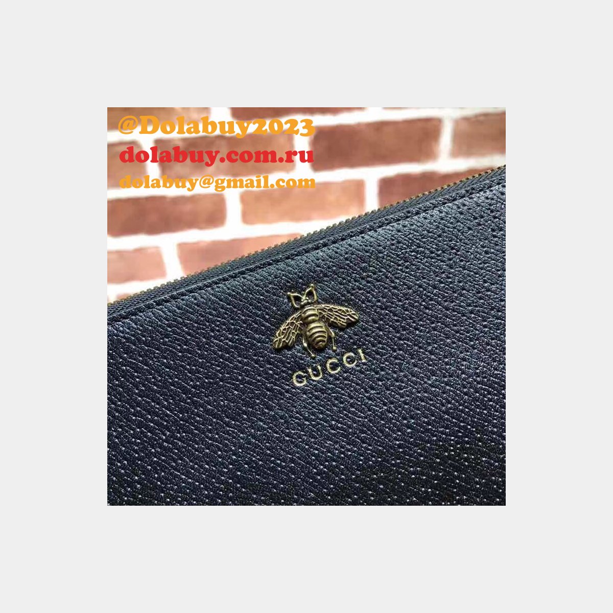Luxury Gucci 523684 Animalier leather pouch Black