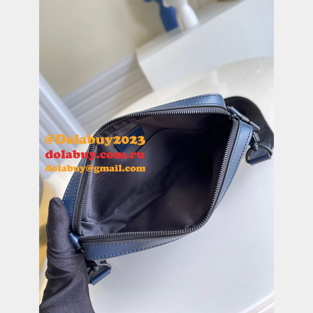 Louis Vuitton China Replica M45730 Duo Messenger Monogram Shadow Blue Bags