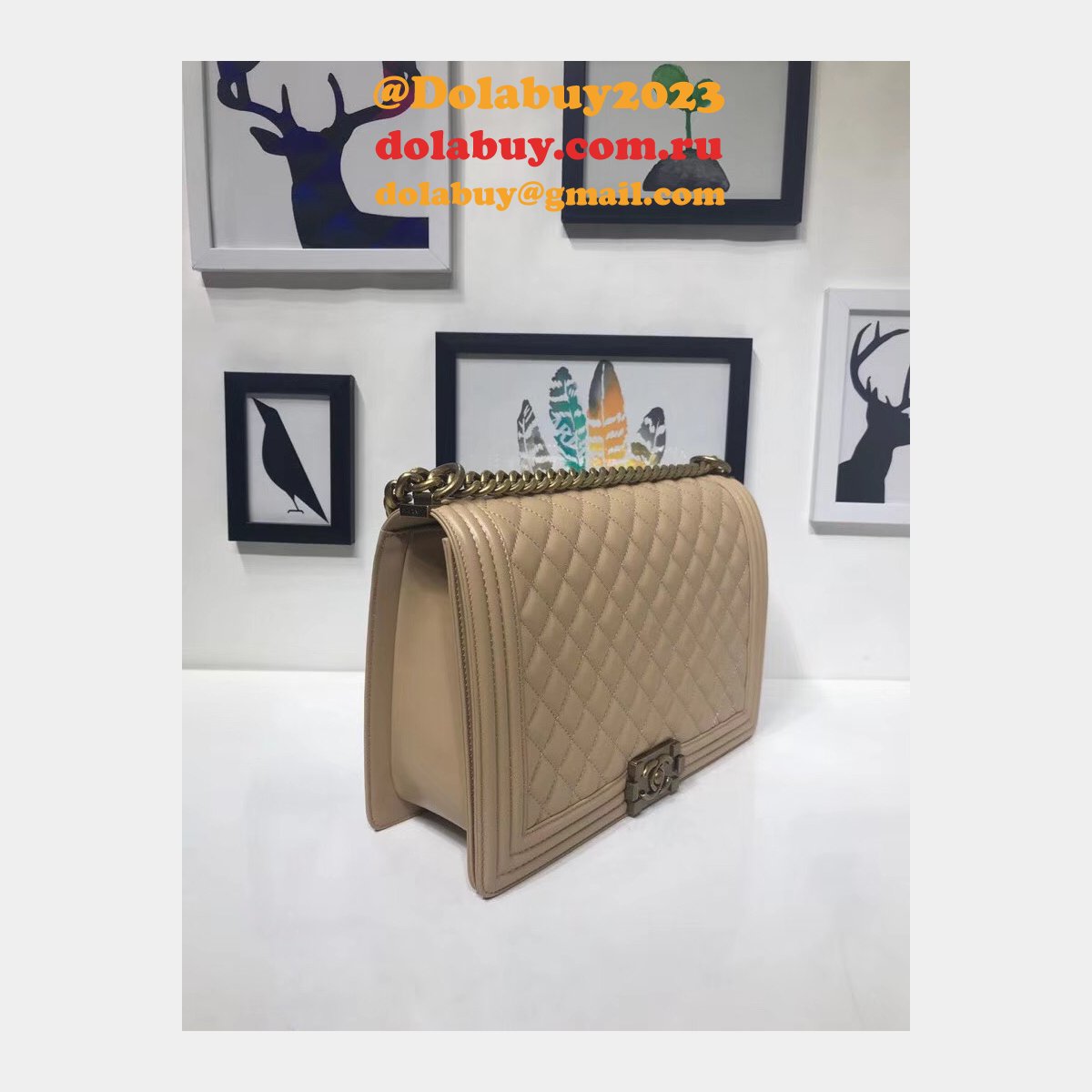 High Quality CC Le Boy Luxury Bags Lambskin 30cm