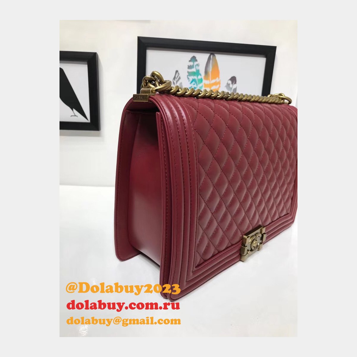 High Quality CC Le Boy Luxury Bags Lambskin 30cm