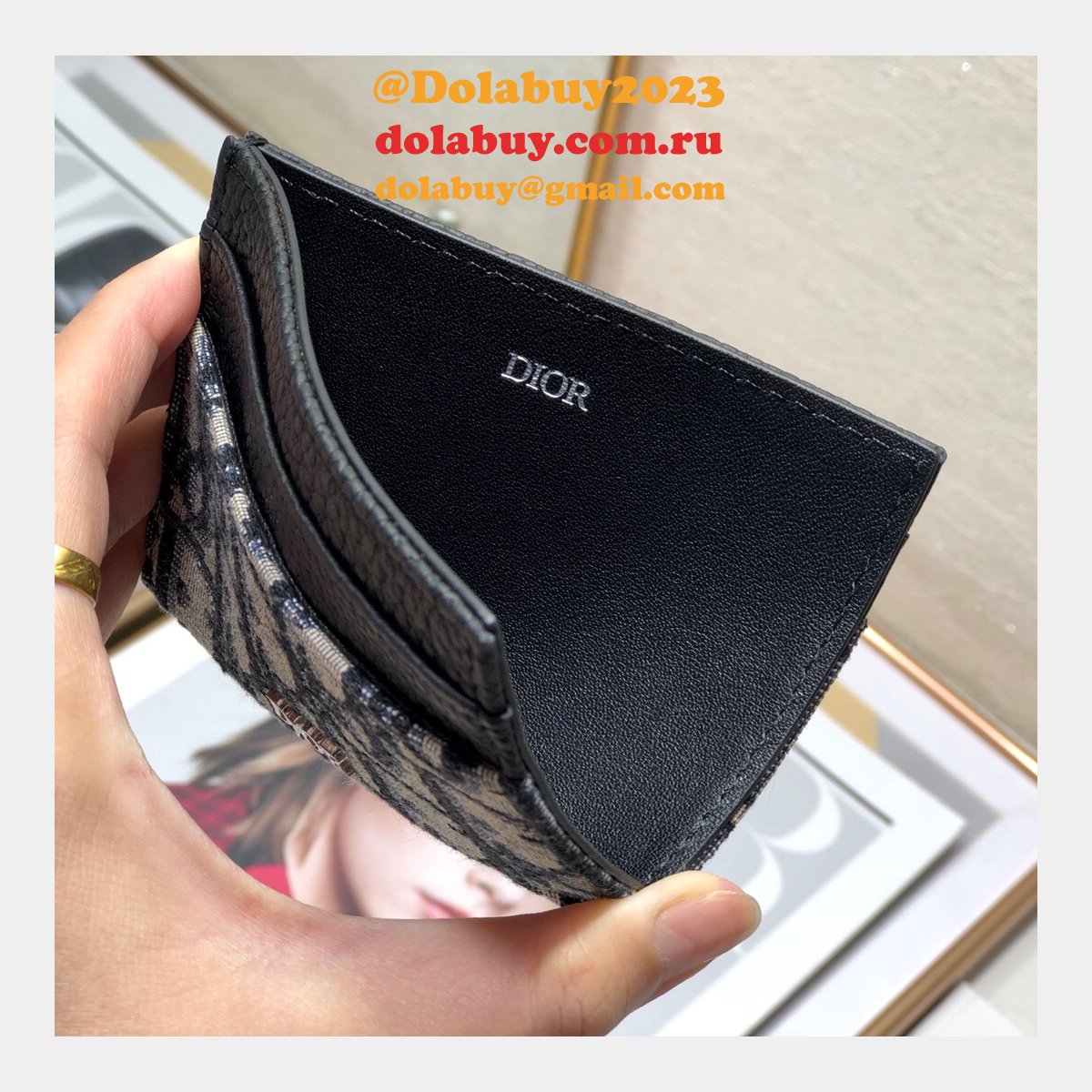 Replica Dior Oblique Jacquard Card Holder