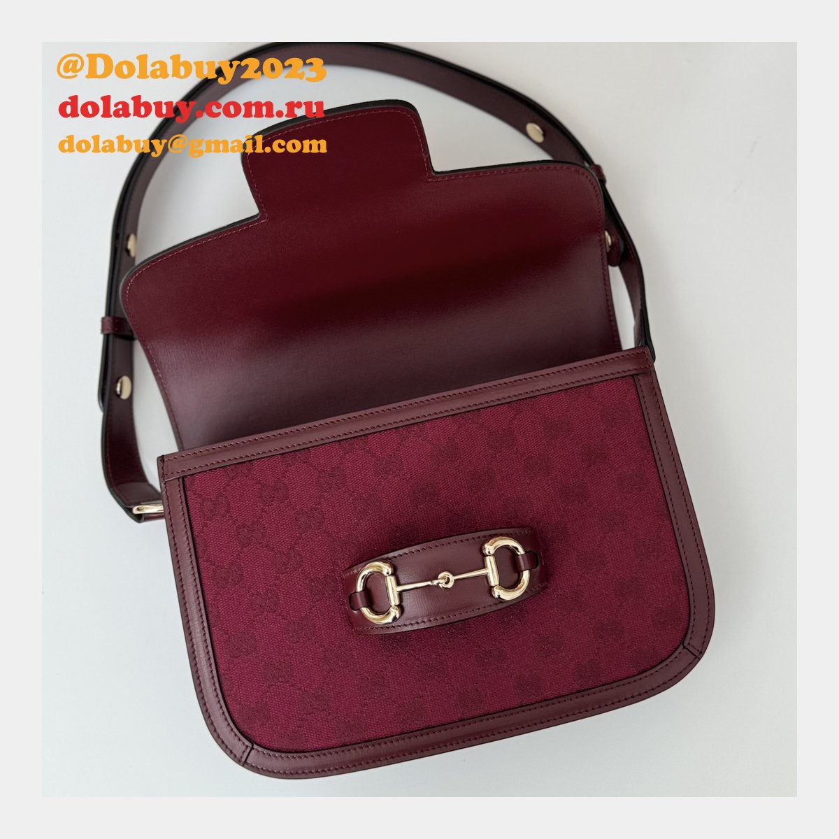 GG Supreme 602204 Red 602204 Replicas Gucci 1955 Horsebit Bags
