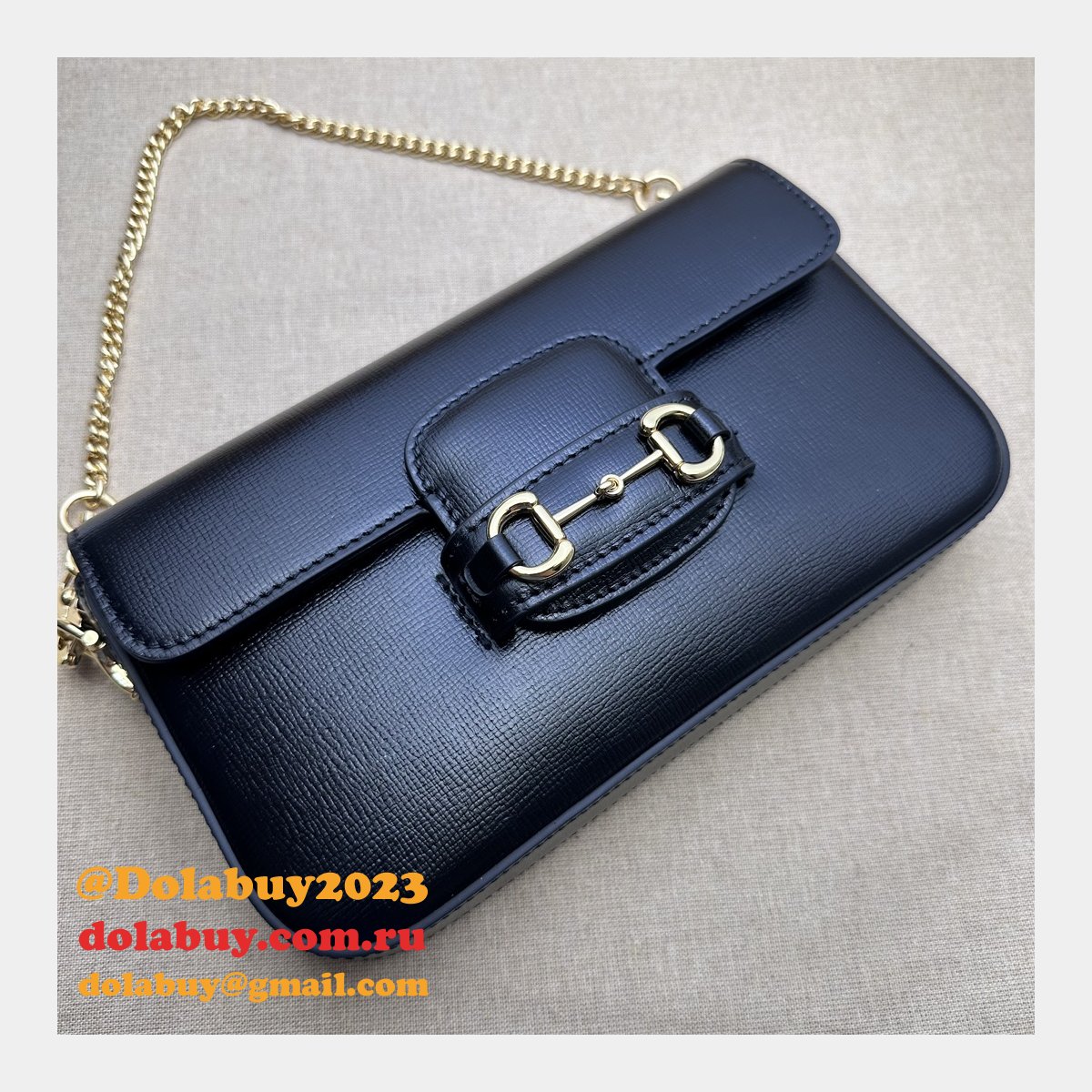 High Quality 752002 Horsebit Black 1955 Replica Gucci Designer Bag