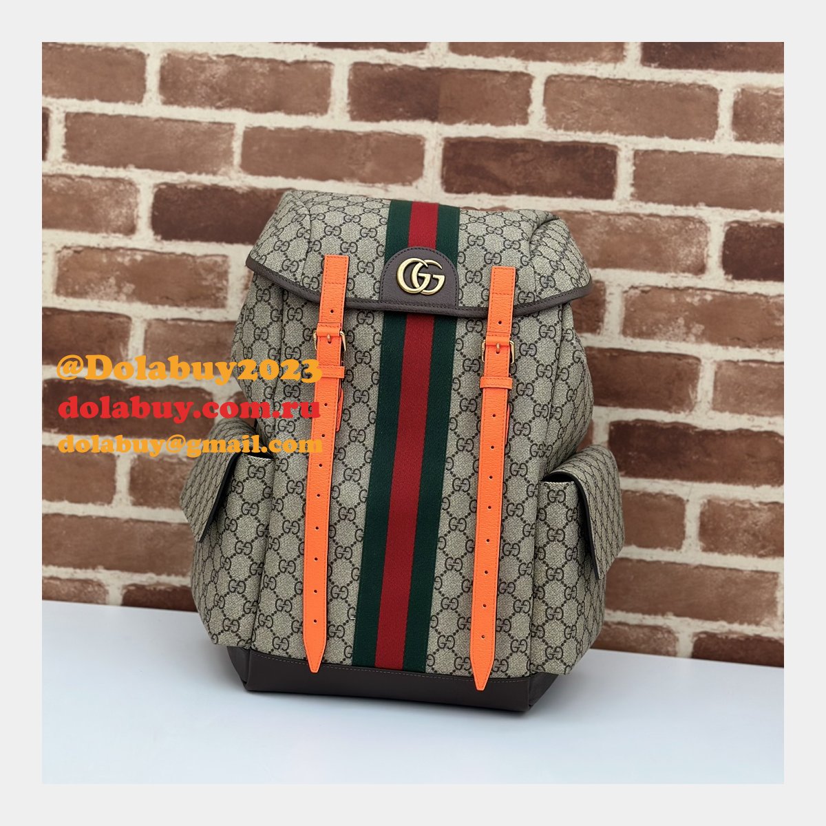 Gucci GG Supreme Ophidia Inspired Backpack 7 Star 598140 Straps