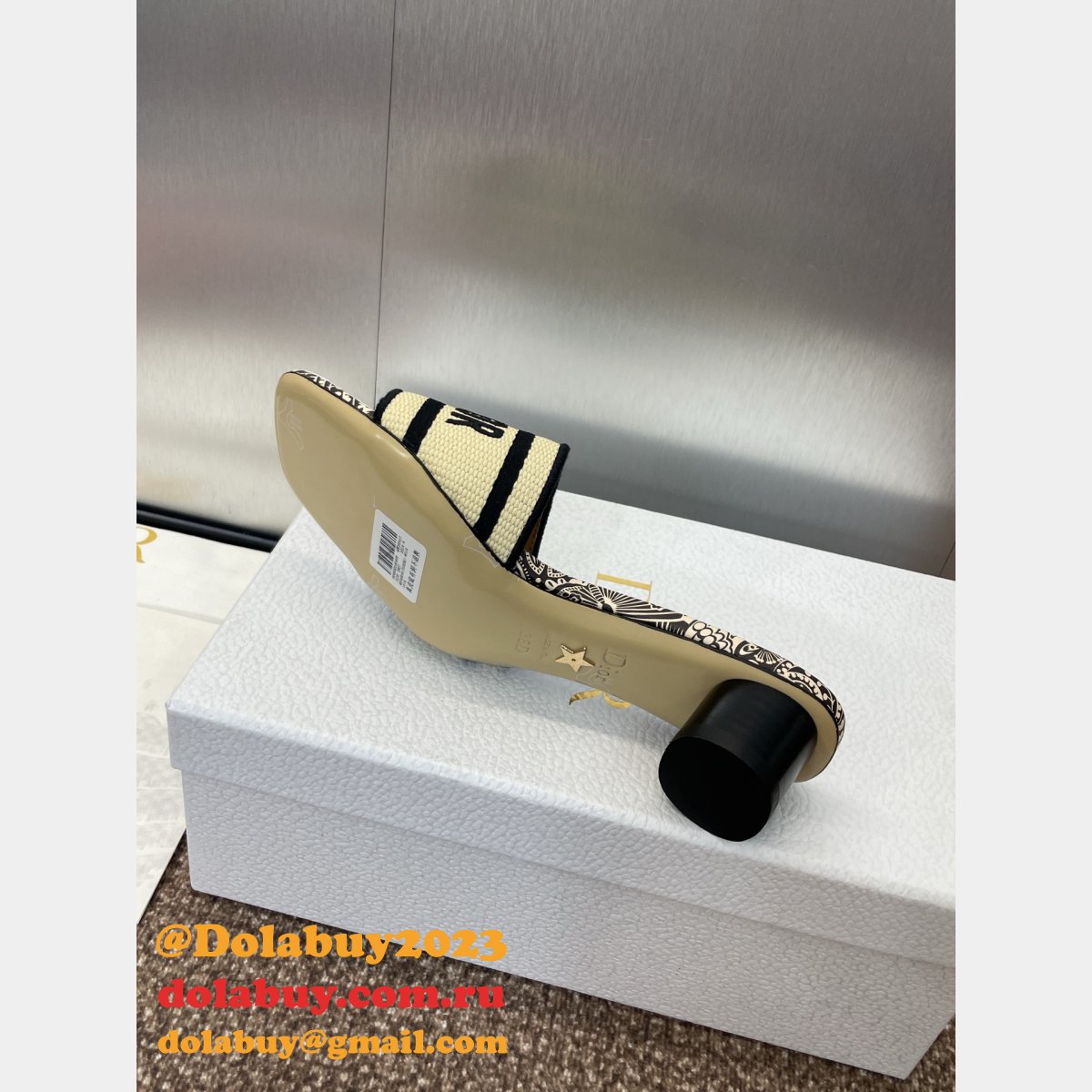 Wholesale 1:1 Mirror Dway Heeled Slide