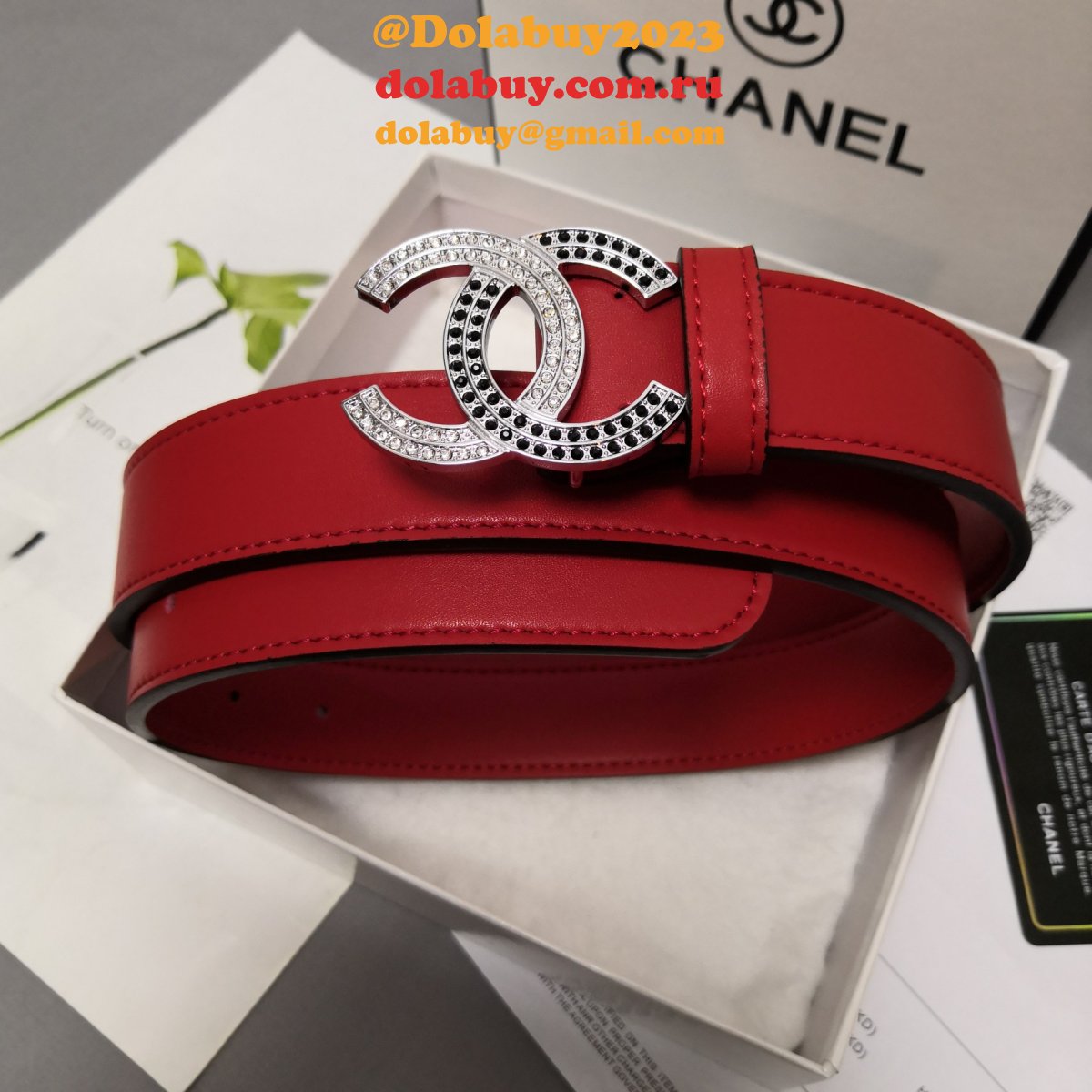 Top Quality Replica CC Double C Belt Red Width 3.0cm 1135