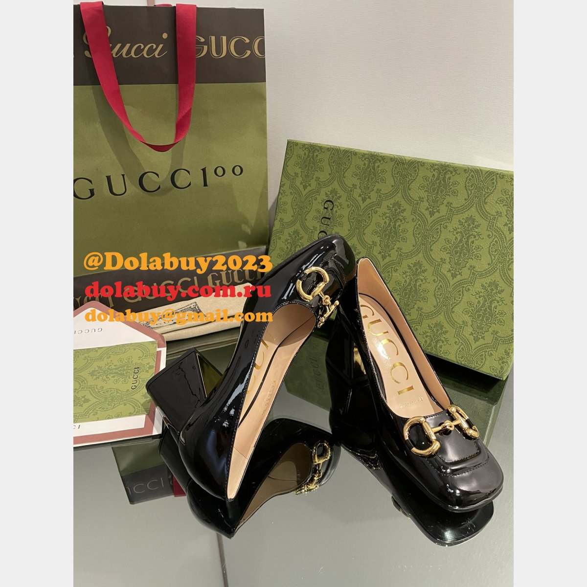 pump patent heels ballet flat horsebit replica G*u*i shoes