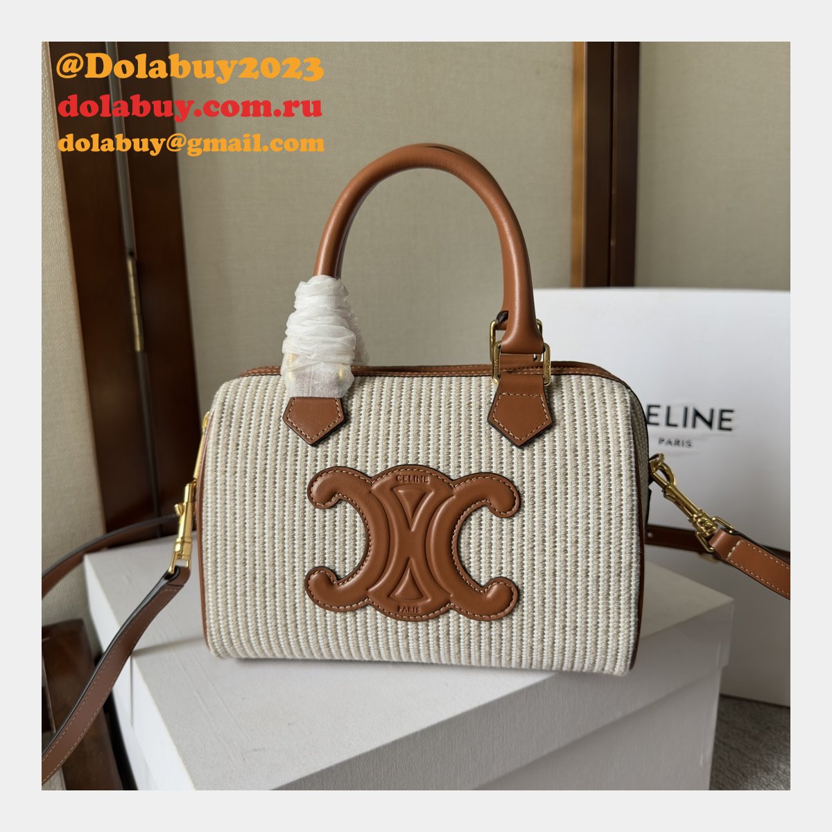Luxury Celine 197582 Triomphe Small Boston Bag