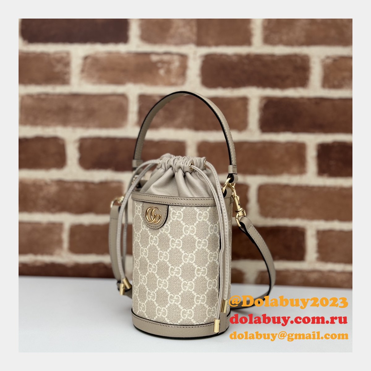 Knockoff Gucci Ophidia Inspired Bucket Ebony Supreme 760199 Bag