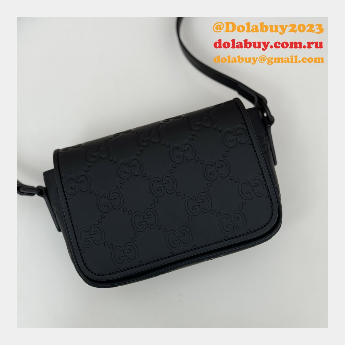 Designer Gucci GG Rubber-effect Super 794062 Black Knockoff Bag