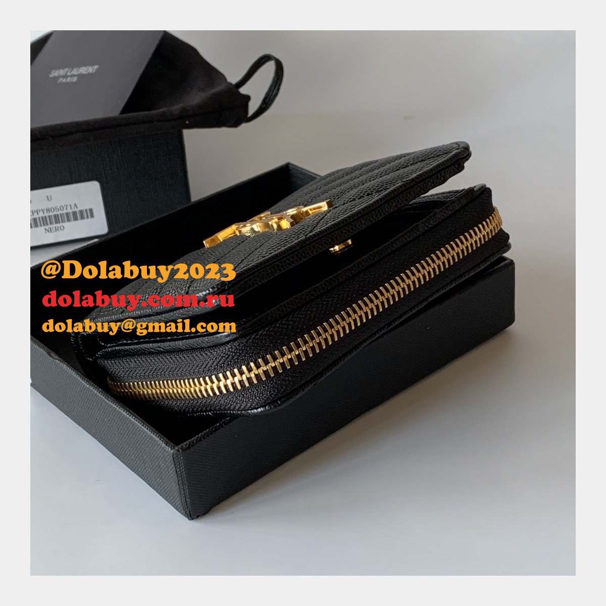 AAA+ Saint Laurent monogram compact zip around wallet black