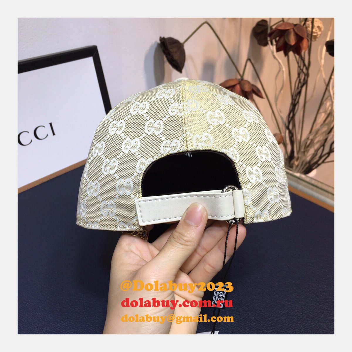 Replica Gucci Cowhide leather adjustment strap hats